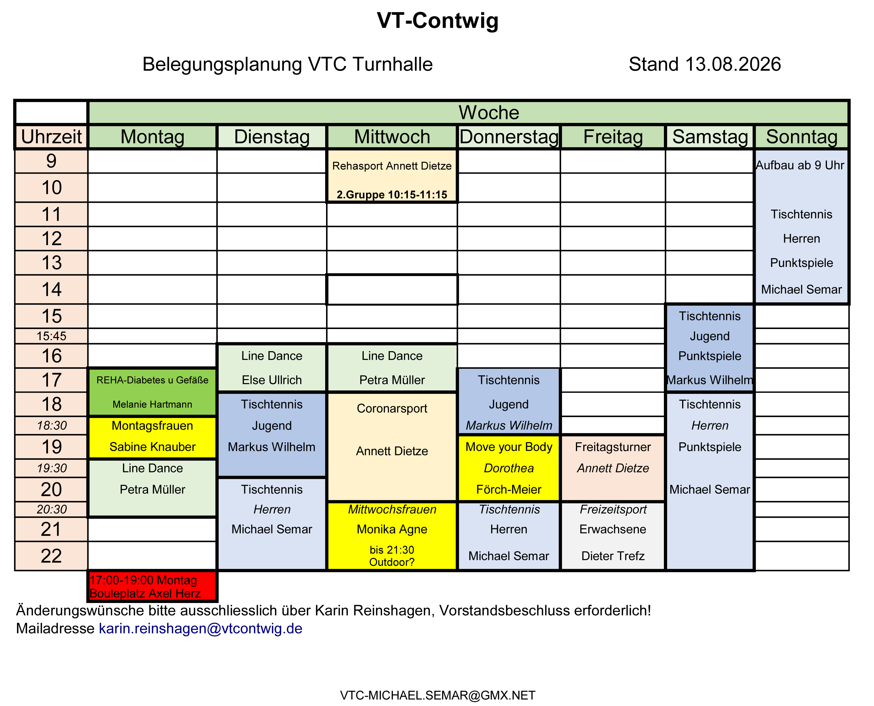 Belegung VTC August 2026