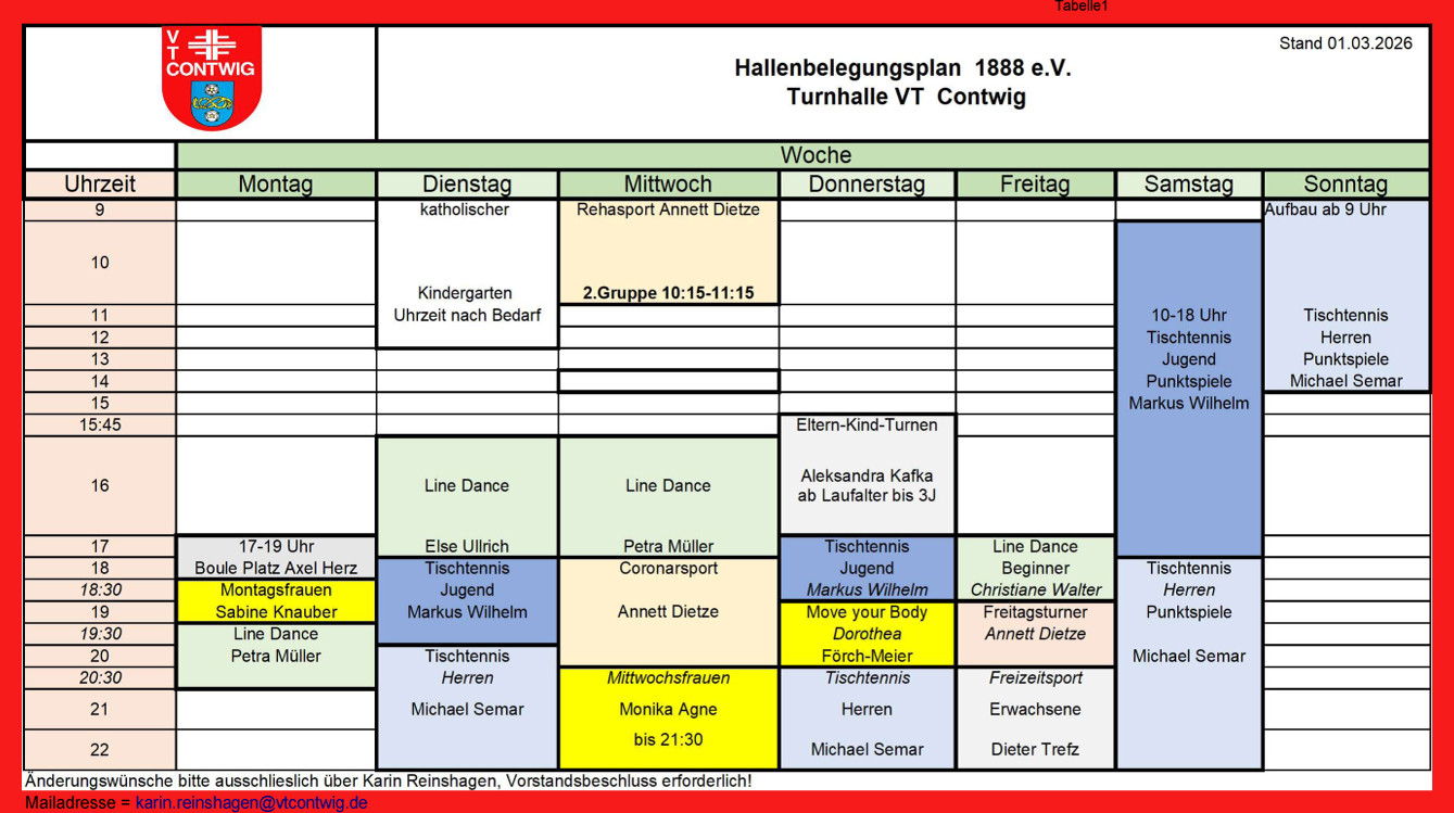 Belegung VT Halle 2026